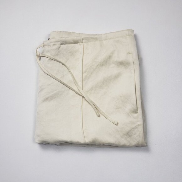 Madewell Pintucked Slim Pull-On Pants in Satin Women's Size PM Cream Cake Batter - Picture 15 of 16